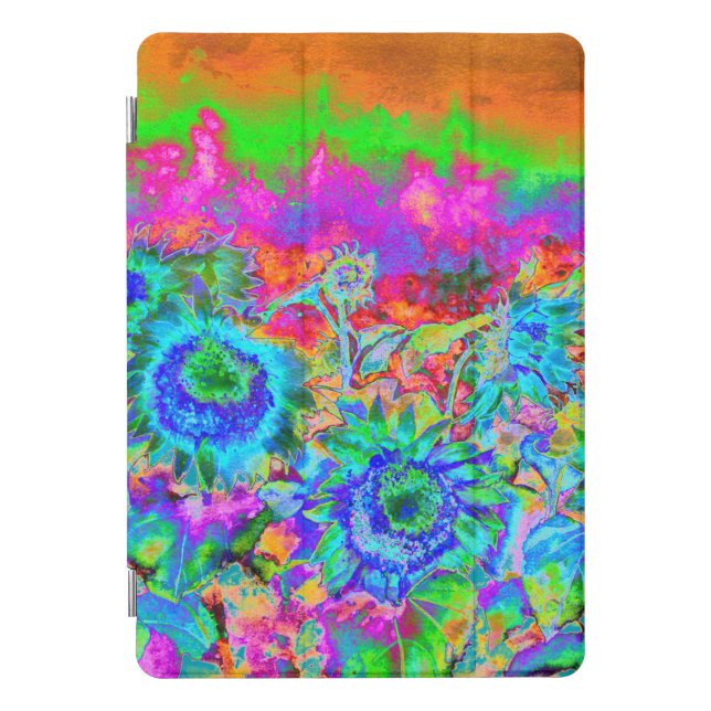Eelgant abstract blue purple florals Sunflowers iPad Pro Cover (Front)