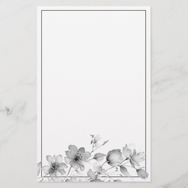 Eelgant minimalist Watercolor Wildflowers Stationery (Front)