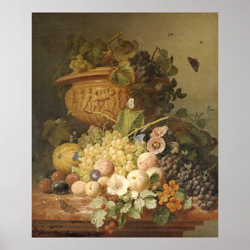Eelke Jelles Still life with flowers and fruits Poster