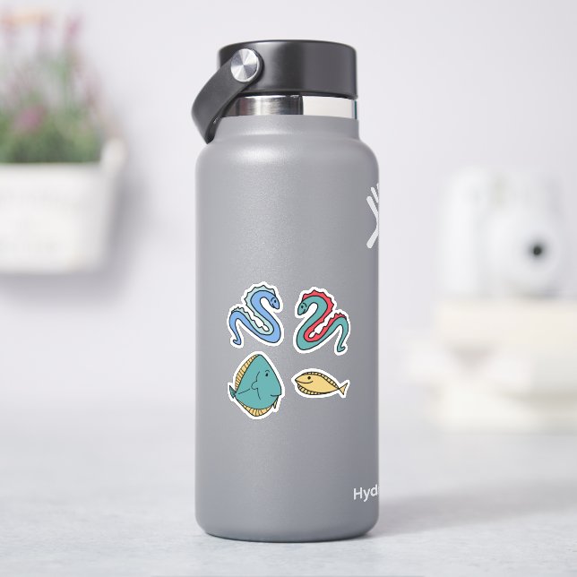 Eels and fishes sticker (HydroFlask)