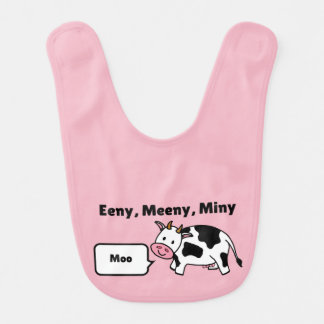 Eeny, Meeny, Miny, Moo Cow on Pink Bib