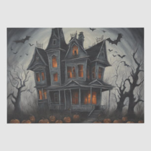 Eerie Abode: Haunted House Painting Decoupage Tissue Paper