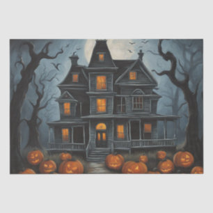 Eerie Abode: Haunted House Painting Decoupage Tissue Paper