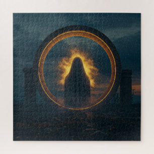 Eerie Ancient Robed Spirit Looking Through Ring Jigsaw Puzzle