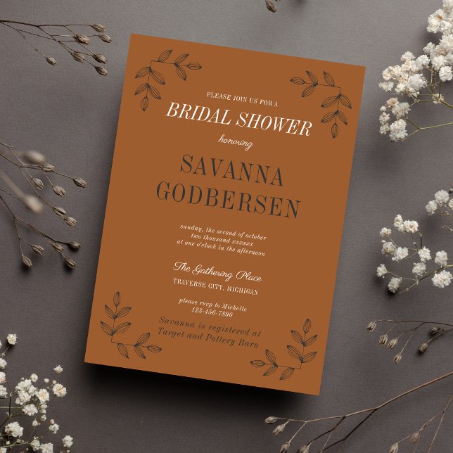 Eerie Autumn Halloween Orange Black Bridal Shower Invitation (Creator Uploaded)