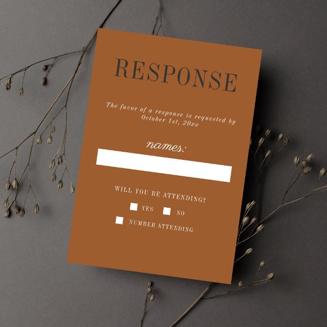 Eerie Autumn Halloween Terracotta Black Wedding RSVP Card (Creator Uploaded)