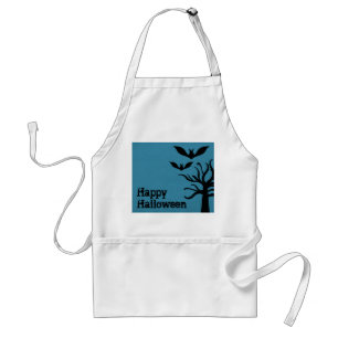 Eerie Bats Halloween Apron, Blue Adult Apron