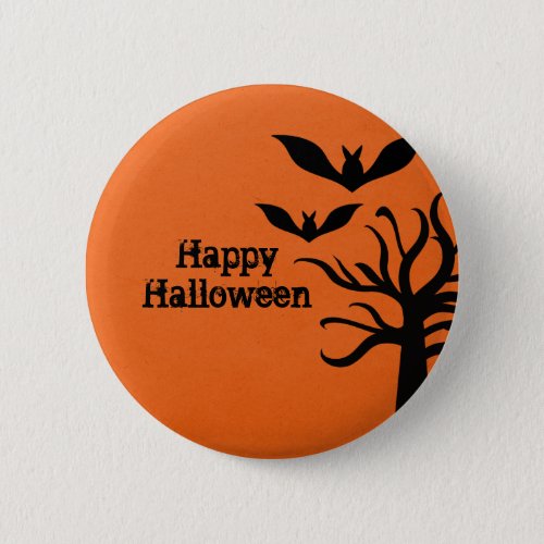 Eerie Bats Halloween Button Orange Pinback Button