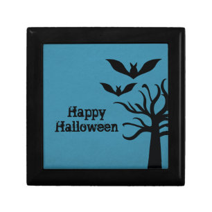 Eerie Bats Halloween Gift Box, Blue Keepsake Box