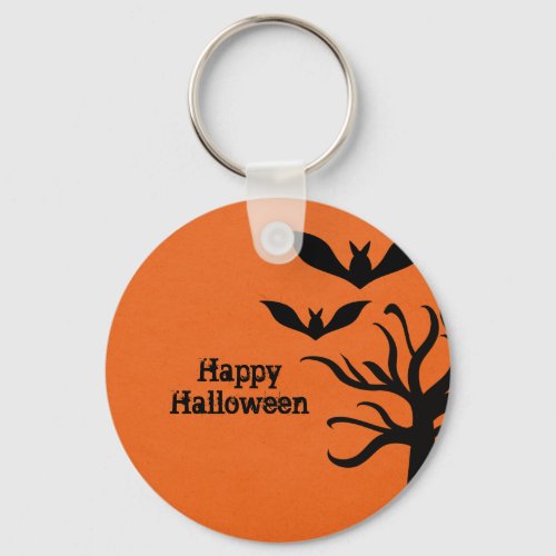 Eerie Bats Halloween Keychain Orange Keychain