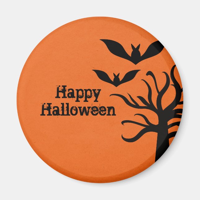 Eerie Bats Halloween Magnet, Orange Magnet (Front)
