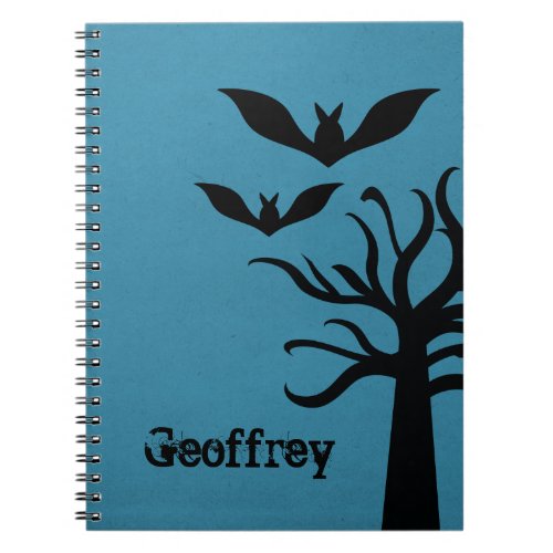 Eerie Bats Halloween Notebook Blue Notebook