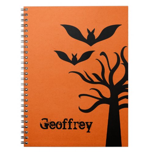 Eerie Bats Halloween Notebook Orange Notebook