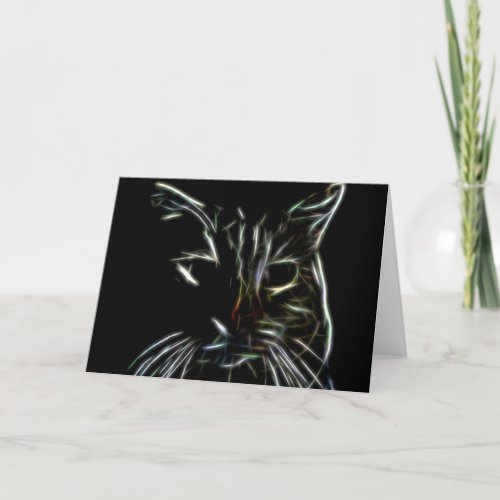 Eerie Black Cat Halloween Holiday Card