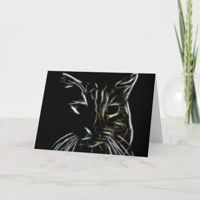 Eerie Black Cat Halloween Holiday Card (Front)