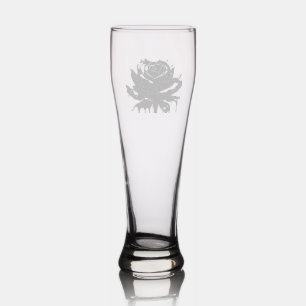 Eerie black rose Etched Glassware