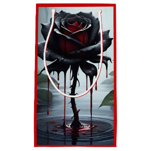 Eerie black rose red  small gift bag