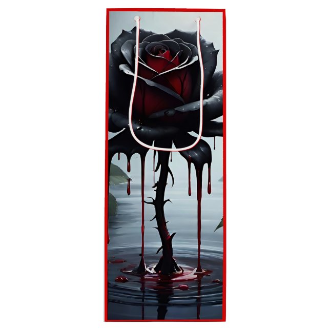 Eerie black rose red wine gift bag (Front)