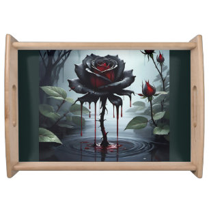Eerie black rose serving tray