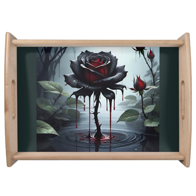 Eerie black rose serving tray (Front)