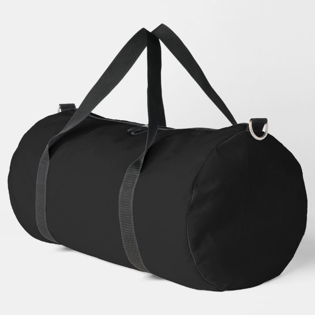 Eerie Black Solid Color Duffle Bag (Left Corner)