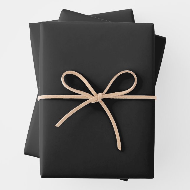Eerie Black Solid Color Wrapping Paper Sheets (In situ)