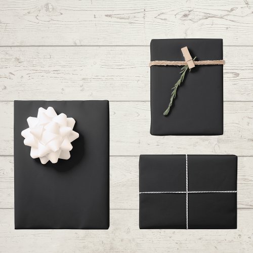 Eerie Black Solid Color Wrapping Paper Sheets