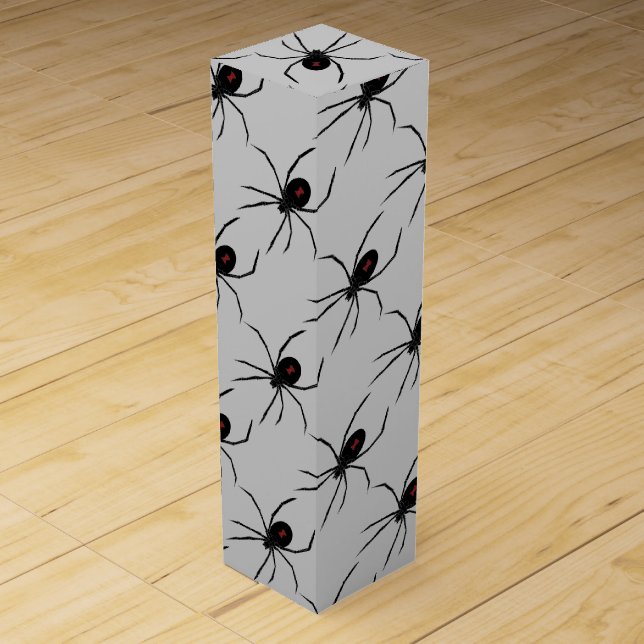 Eerie Black Widow Spider Wine Gift Box (Front)