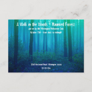 Eerie Blue Forest - 3x5 Haunted Forest Invitation