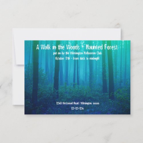 Eerie Blue Forest _ 3x5 Haunted Forest Invitation