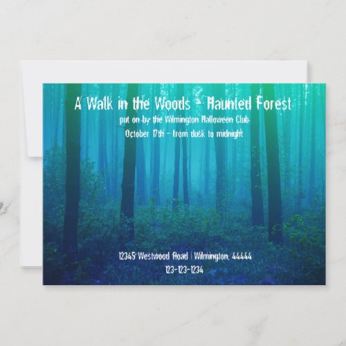 Eerie Blue Forest _ Haunted Forest Invitation
