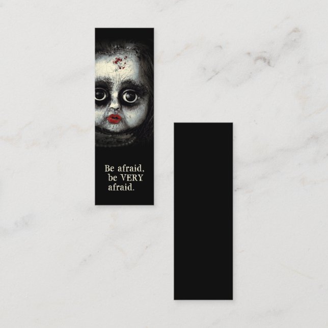 Eerie Creepy Doll Halloween Mini Bookmark Business Card (Front/Back)