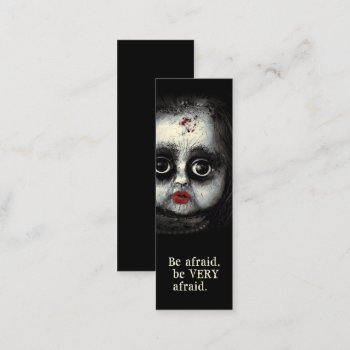 Eerie Creepy Doll Halloween Mini Bookmark Mini Business Card by DP_Holidays at Zazzle