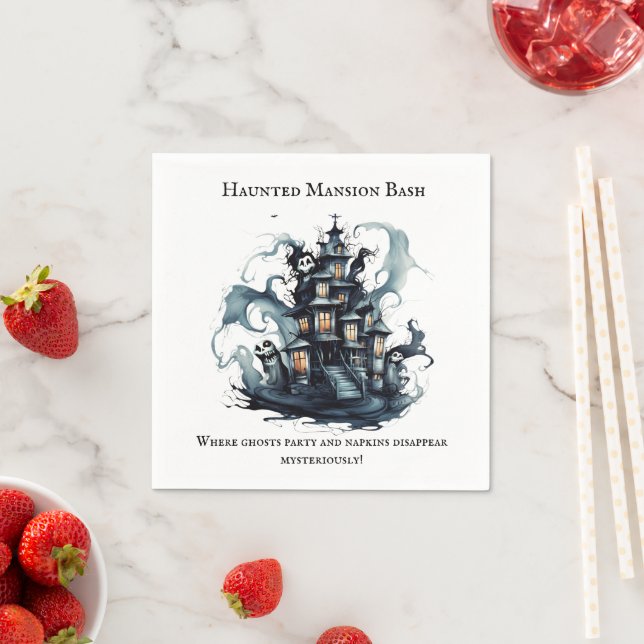 Eerie Elegance: Haunted Mansion Bash Halloween Napkins (Insitu)
