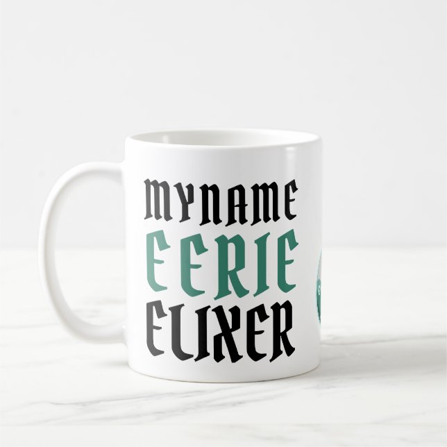 Eerie Elixer Funny Halloween Coffee Mug (Left)