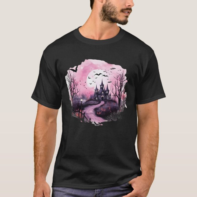 Eerie Escape: Haunted House-Themed Collection T-Shirt (Front)