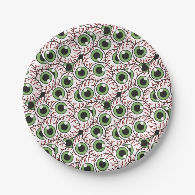 Eerie Eyeballs | Sinister Stare Hypnotizing Eyes Paper Plates (Front)