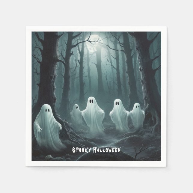 Eerie Ghosts Floating Through a Haunted Forest Napkins (Front)
