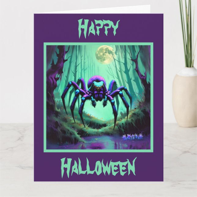 Eerie Giant Purple Spider in a Foreboding Swamp Card (Front)