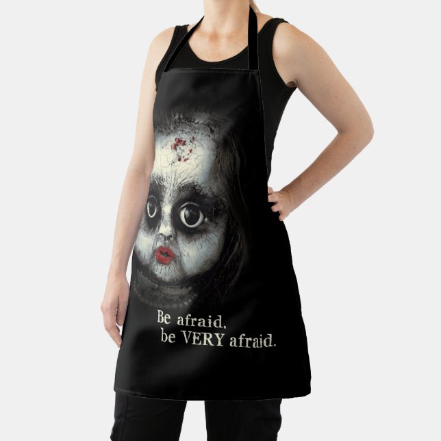 Eerie Gothic Doll with Blood Halloween Apron (Insitu)