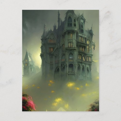 Eerie Gothic Mansion Digital Art   Postcard