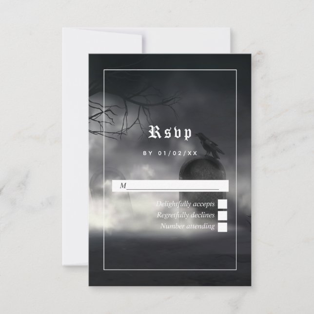 Eerie Gothic Wedding RSVP Card (Front)