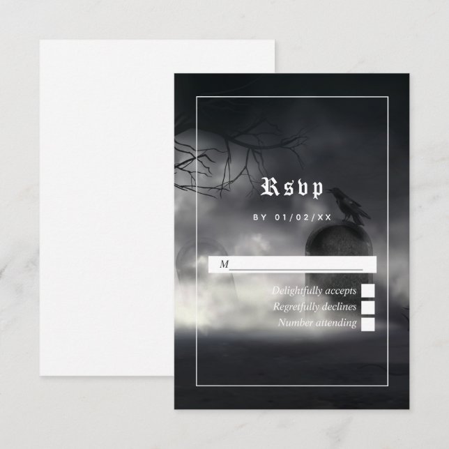 Eerie Gothic Wedding RSVP Card (Front/Back)
