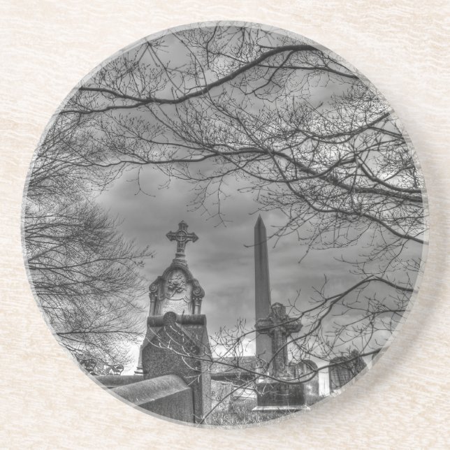 eerie graveyard drink coaster (Front)