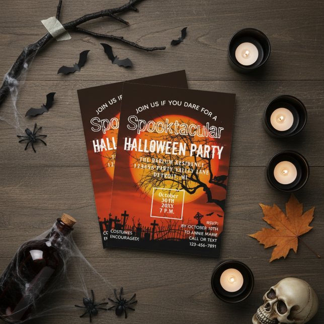 Eerie Graveyard: Halloween Spooky Costume Party Invitation (Eerie Graveyard: Halloween Spooky Costume Party Invitation)