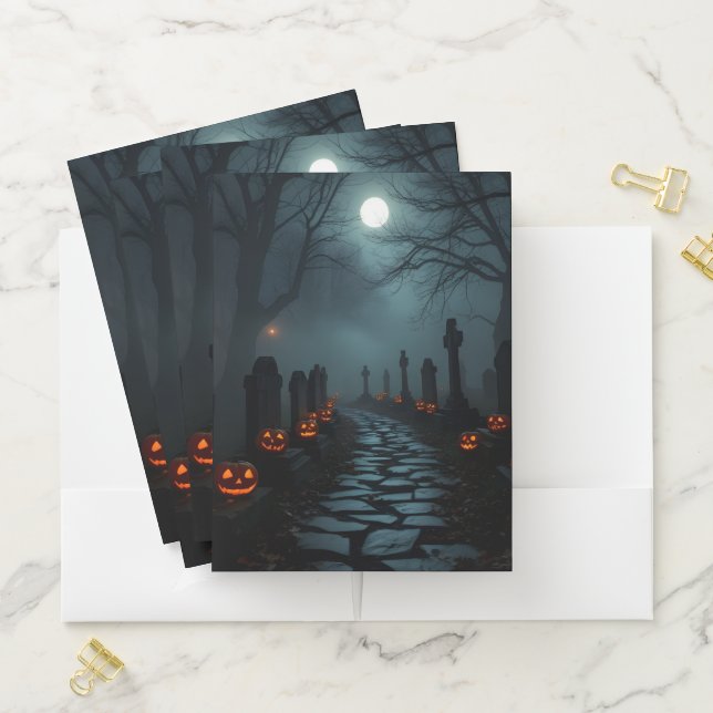 Eerie Graveyard Path Halloween Folder (In Situ)