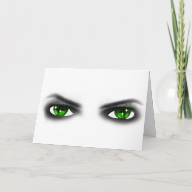 Eerie Green Eyes Card (Front)