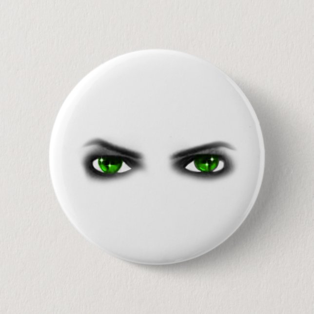 Eerie Green Eyes Pinback Button (Front)