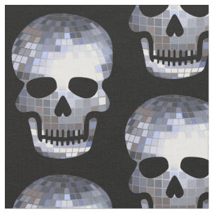 eerie halloween disco ball skull  fabric