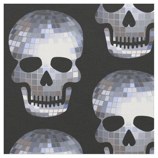 eerie halloween disco ball skull  fabric